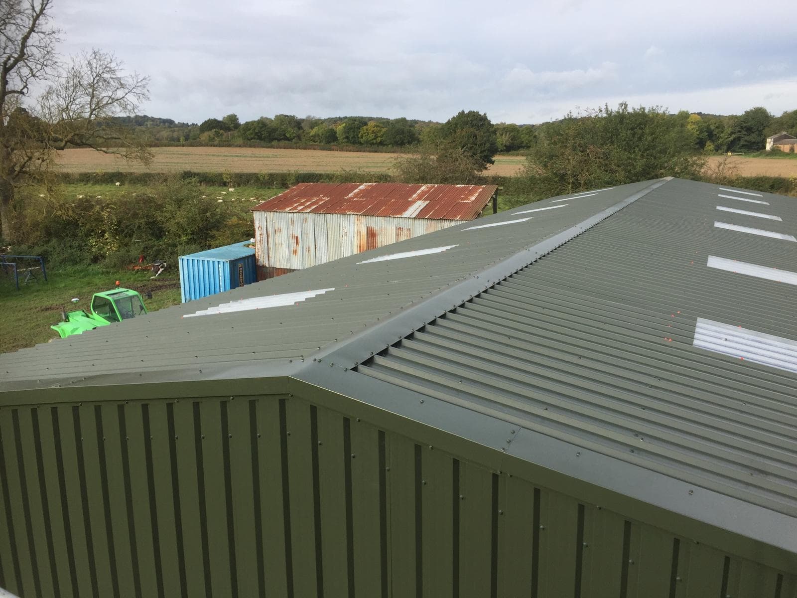 Completed green roof overcladding on an agricultural building